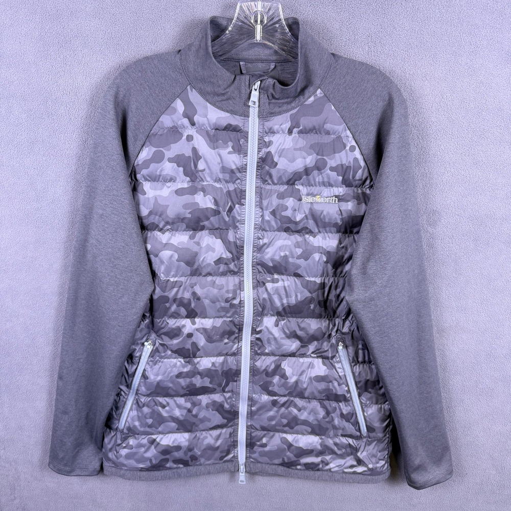G/FORE Shelby Gray Camo Quilted Hybrid Golf Jacket Isleworth Country Club Mens M